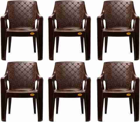 next NPPL Plastic Armchair for Home | Living Room | Balcony|Garden Plastic Outdoor Chair (Brown, Pre-assembled) - Image 4