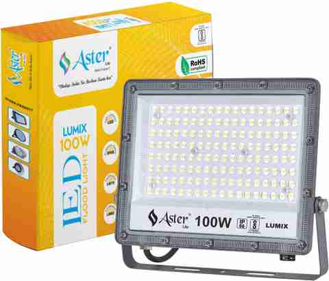 ASTER LITE Lumix 100W LED Flood Light IP66 Waterproof 6500K Cool White Flood Light Outdoor Lamp (Grey) - Image 5