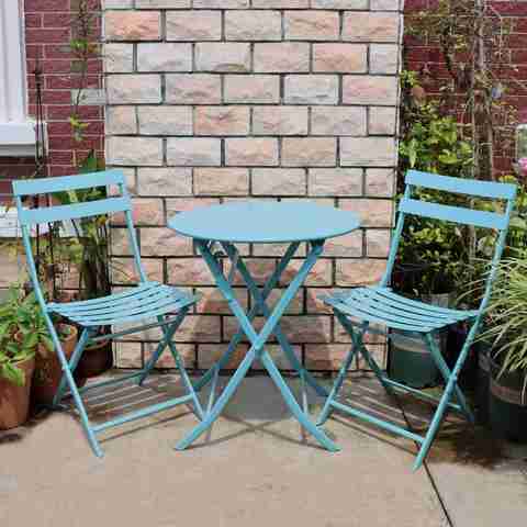 Livzing Metal Camping Foldable Table & Chair Set-Bistro Table Set Metal Cafeteria Table (Finish Color - Blue, Pre-assembled) - Image 2