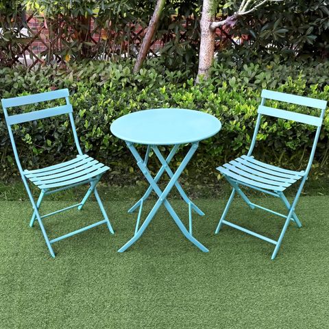 Livzing Metal Camping Foldable Table & Chair Set-Bistro Table Set Metal Cafeteria Table (Finish Color - Blue, Pre-assembled) - Image 8