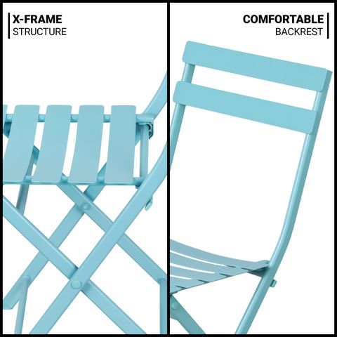 Livzing Metal Camping Foldable Table & Chair Set-Bistro Table Set Metal Cafeteria Table (Finish Color - Blue, Pre-assembled) - Image 5