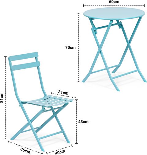 Livzing Metal Camping Foldable Table & Chair Set-Bistro Table Set Metal Cafeteria Table (Finish Color - Blue, Pre-assembled) - Image 3