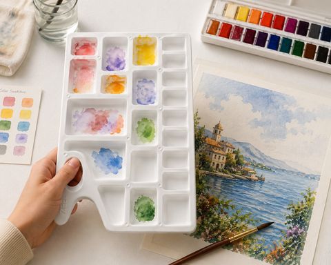 ZeelStationery Smart Rectangle Shape Colour Mixing Plate / Colour Palette with 22 Paint Wells Palettes (Set of 2, White) - Image 8