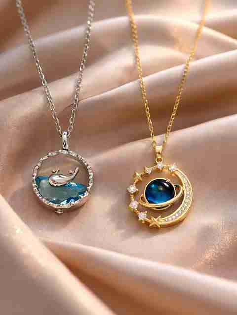 ANORI ANTI TARNISH 18K PLATED NON HYPOALLERGIC COMBO OF 2 PENDANT Gold-plated, Silver Stainless Steel Pendant - Image 5