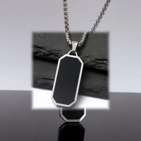 Celestique Classic Dog Tag Stainless Steel Necklace Black Onyx - Image 7