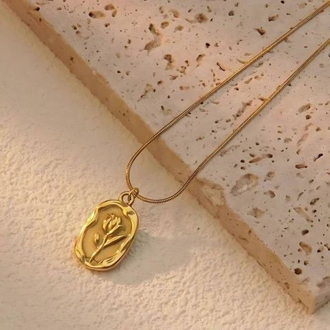 Alinora Jewels Anti Tarnish Oval Floral Gold Plated Pendant - Image 8