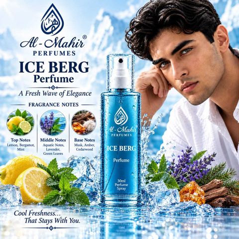 Al-Mahir Ice Berg Perfume Spray For Men & Women 30ML (Free From Alcohol) Perfume - 30 ml (For Men & Women) - Image 6