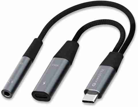 AMKETTE Grey Type-C to 3.5mm Audio Adapter with 60W PD Fast Charging - Image 2