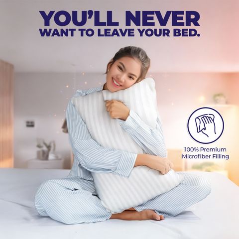 WELLGIVER Microfibre Sleeping Pillow Pack of 1 Stripes Ultra Soft Bed Pillow for Sleeping, 41x61 cm, Soft & Fluffy, with Inner Cover (White) - Image 6