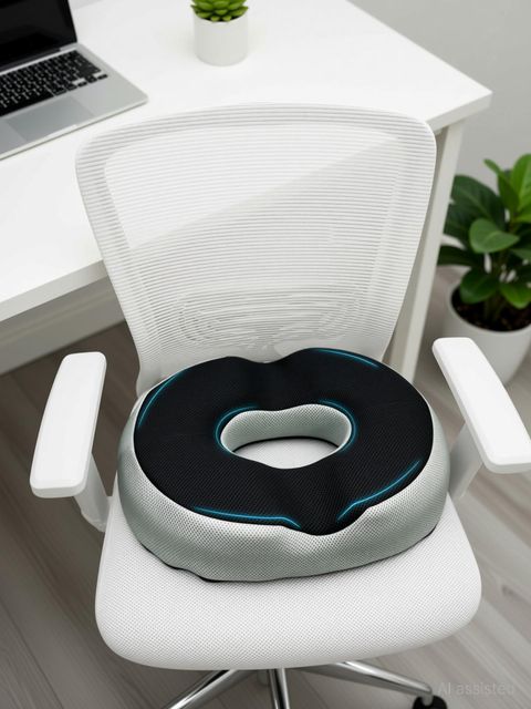 Sleepsia Memory Foam Orthopaedic Pillow Pack of 1 Solid Cool Gel Memory Foam Donut Pillow - Piles Pillow, Tailbone Pain Seat Support (Grey/Black) - Image 7