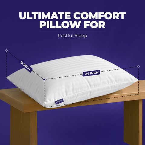WELLGIVER Microfibre Sleeping Pillow Pack of 1 Stripes Ultra Soft Bed Pillow for Sleeping, 41x61 cm, Soft & Fluffy, with Inner Cover (White) - Image 4