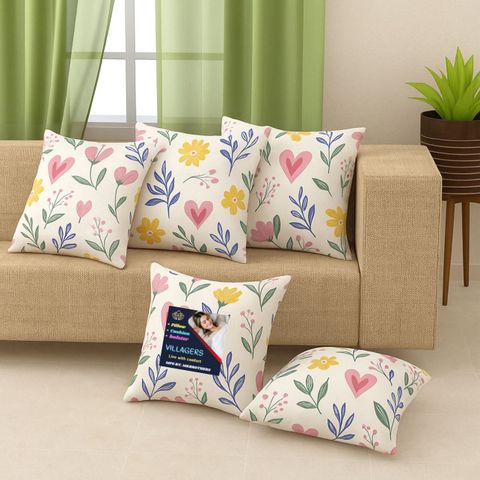 VILLAGERS Microfibre Bolster Pack of 7 Floral Multicolor - Image 6