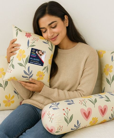 VILLAGERS Microfibre Bolster Pack of 7 Floral Multicolor - Image 8