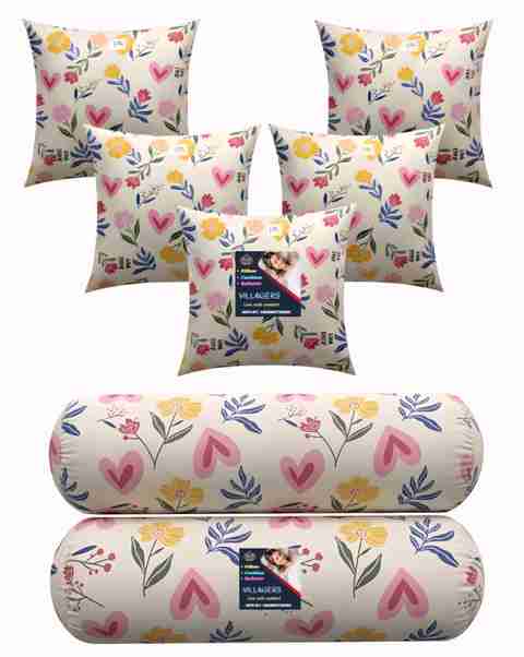 VILLAGERS Microfibre Bolster Pack of 7 Floral Multicolor - Image 5
