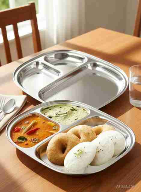 Lyticx 3In1 Stainless Steel Plates with Compartments /Tiffin