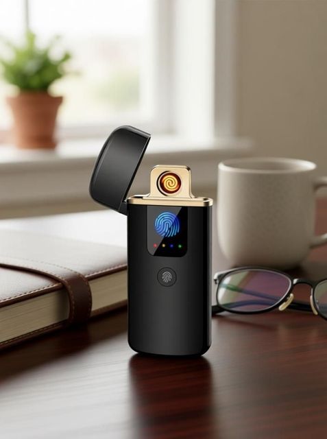 carexo USB Charging Finger Touch Cigarette Pocket Lighter (Black) - Image 5