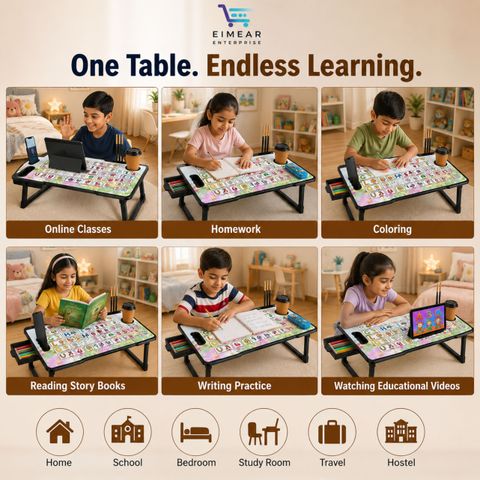 STOVEXIA Premium Kids Study Table, White Multicolour, Pre-assembled - Image 4