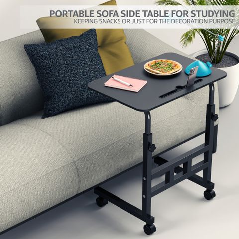 ELV DIRECT Multipurpose Adjustable Height Table with Wheels, Black - Image 6
