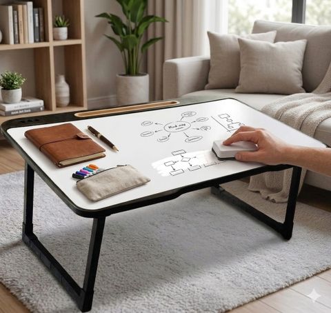 FoldFirst WHITE Wood Portable Laptop Table (Finish Color - Cotted White, Pre Assembled) - Image 4