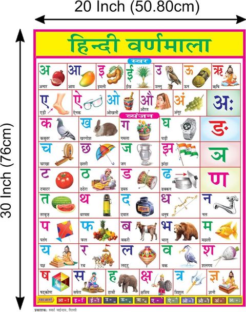 MAPSHUB Hindi Varnmala Chart For Kids | 20x30Inch (51x76cm)| Laminated chart | Waterproof and Non tearable Wall Chart. Paper Print (30 inch X 20 inch) - Image 6