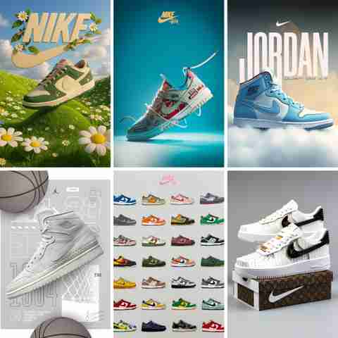 アート・デザイン・音楽 A BOOK OF RARE & EXQUISITE NIKE SNEAKERS Nike Sneaker Posters Set of 6 | Wall Art for Shoe Lovers