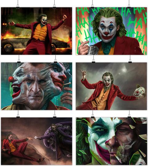 Pack of 6 Joker Artwork Posters | For Joker Fans| HD+ Poster for