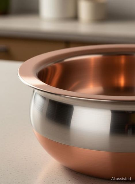 HM EVOTEK Stainless Steel Deep Vessel,Prabhu chatty Handi Cooking Pot For Kitchen withLid Handi 2 L, 1.5 L, 1 L, 0.75 L, 0.5 L with Lid (Stainless Steel, Copper, Induction Bottom) - Image 5