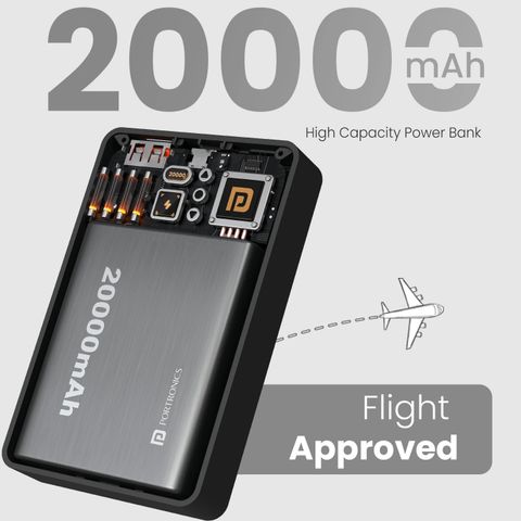 Portronics 20000 mAh 22.5 W Wireless Compact Power Bank (Black, Lithium Polymer, Fast Charging for Mobile) - Image 7