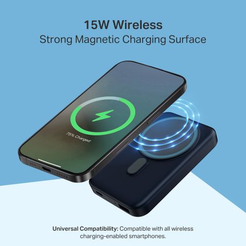 boAt 10000 mAh 22.5 W Wired & Wireless With MagSafe Power Bank (Deep Blue, Lithium Polymer, Fast Charging, Quick Charge 3.0 for Mobile) - Image 8