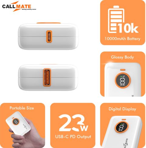 Callmate 10000 mAh 23 W Nano Pocket Size Power Bank (White, Lithium-ion, Fast Charging, Power Delivery 3.0, Quick Charge 3.0 for Mobile, Earbuds, Smartwatch, Tablet) - Image 7