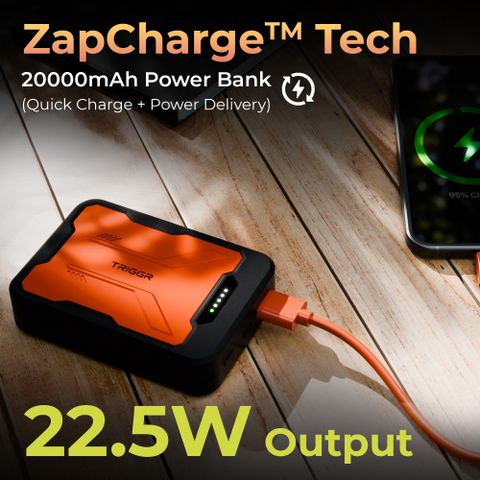 TRIGGR 20000 mAh 22.5 W Power Bank (Black Inferno, Lithium Polymer, Fast Charging, Quick Charge 3.0, Power Delivery 3.0 for Mobile, Tablet, Earbuds) - Image 7