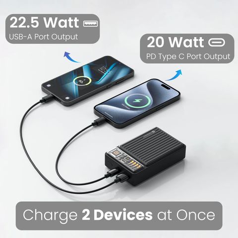 Portronics 20000 mAh 22.5 W Wireless Compact Power Bank (Black, Lithium Polymer, Fast Charging for Mobile) - Image 6