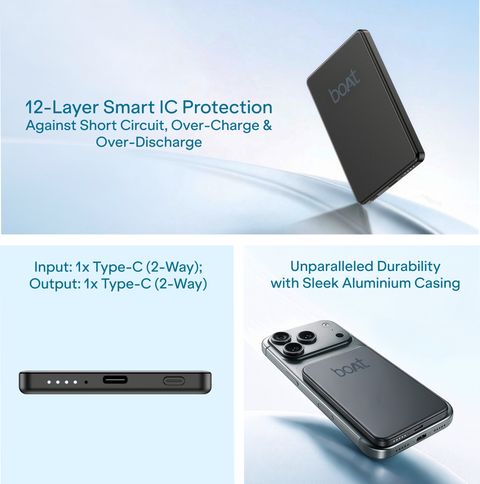 boAt 4800 mAh MagSafe Power Bank (Carbon Black) - Image 7