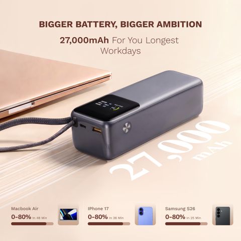GRAVL 27000 mAh 240 W Power Bank (Grey, Lithium Polymer, Fast Charging for Earbuds, Laptop, Mobile, Smartwatch, Tablet) - Image 7