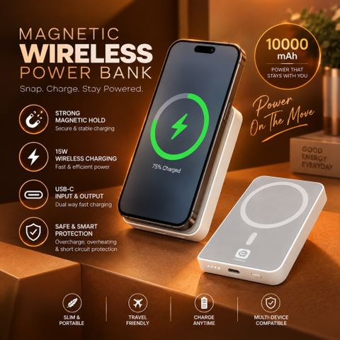 eddiktion 10000 mAh 22.5 W Wired & Wireless With MagSafe Ultra Compact Pocket Size Power Bank (White, Lithium Polymer, Power Delivery 3.0, Power Delivery 2.0 for Mobile) - Image 6