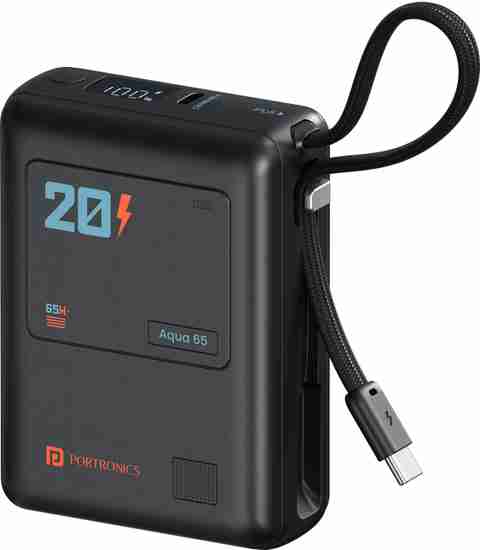 Portronics 20000 mAh 65 W Compact Pocket Size Power Bank (Black, Lithium Polymer, Fast Charging for Mobile) - Image 5