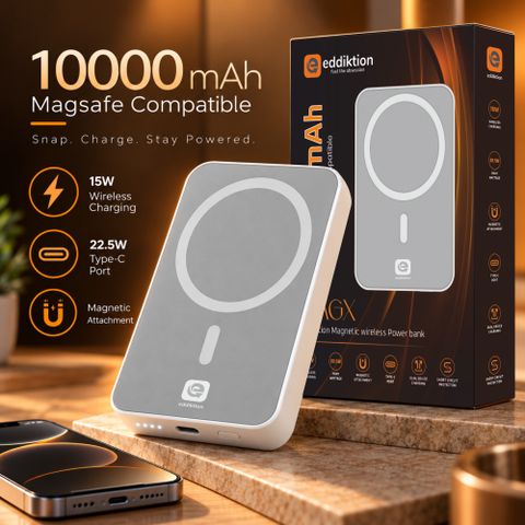 eddiktion 10000 mAh 22.5 W Wired & Wireless With MagSafe Ultra Compact Pocket Size Power Bank (White, Lithium Polymer, Power Delivery 3.0, Power Delivery 2.0 for Mobile) - Image 7