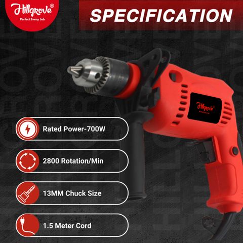 Hillgrove HGCM1515M1 700W 13mm Drill Machine Kit - Image 7