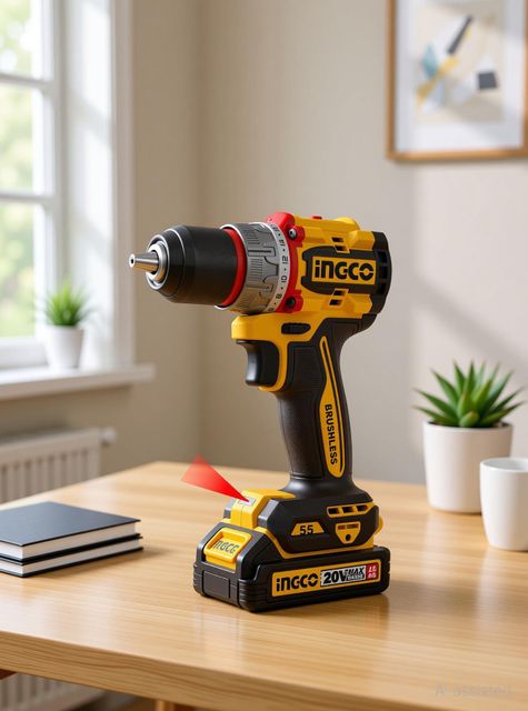 INGCO Compact Brushless Cordless Drill 55Nm, 13mm Metal Chuck, 2-Speed, with 1Pcs Battery, 1Pcs Charger, 47Pcs Accessories, CDLI205582 Cordless Drill (13 mm Chuck Size) - Image 7