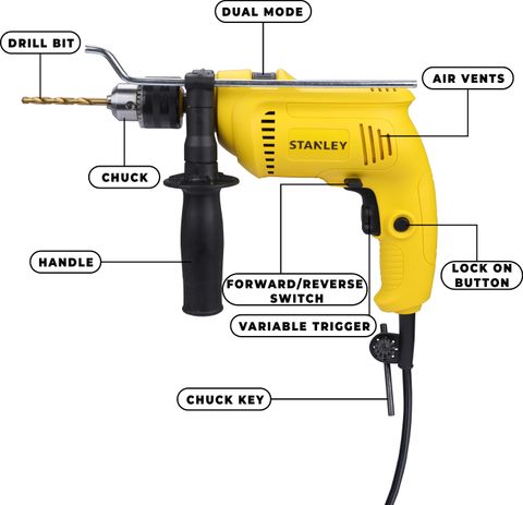 STANLEY SDH600KP-IN DIY 13 mm Hammer Drill Machine and Power & Hand Tool Kit (120 Tools) - Image 7