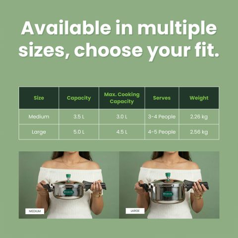 The Indus Valley Triply Stainless Steel Outer Lid Pressure Pan | ISI Certified, 3-Layer Body 5 L Induction Bottom Pressure Pan (Triply) - Image 6