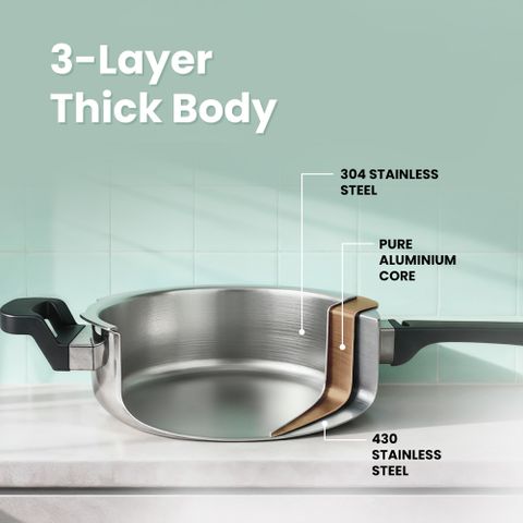 The Indus Valley Triply Stainless Steel Outer Lid Pressure Pan | ISI Certified, 3-Layer Body 5 L Induction Bottom Pressure Pan (Triply) - Image 8