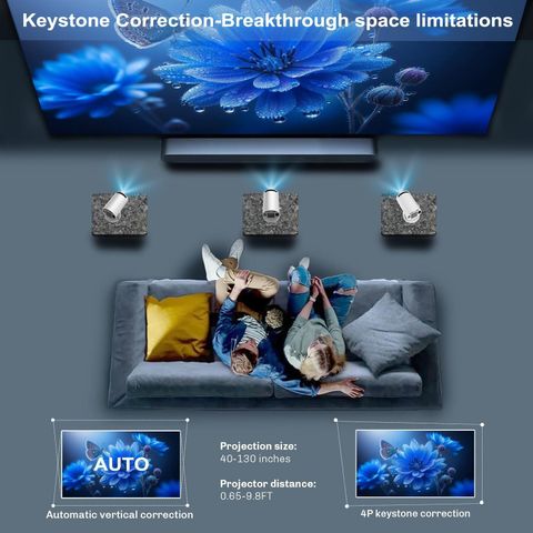 EarShades HY-300 4K Ultra HD Smart Mini Projector with WiFi, Android - Image 4