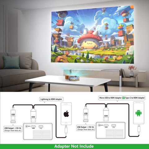 SILENCE সাà¦à¦²à§à¦¨à§à¦¸ Mini Portable LED Projector with Multiple Interfaces Like AV, Audio, USB, HDMI পà§à¦°à§à¦à§à¦¬à§à¦² পà§à¦°à¦à§à¦à§à¦à¦° (হলà§à¦¦) - Image 6
