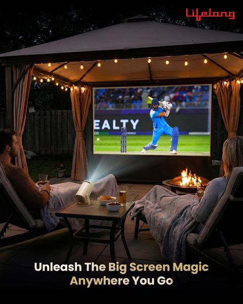Lifelong Lightbeam Smart LED Projector, Android 14, 1080P/4K, 4000L, OTT Apps (4000 lm / 1 Speaker / Wireless / Remote Controller) Portable Projector (Beige) - Image 5