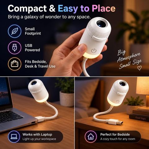 Shopti USB Galaxy Star & Planet Night Light Projector (White) - Image 6