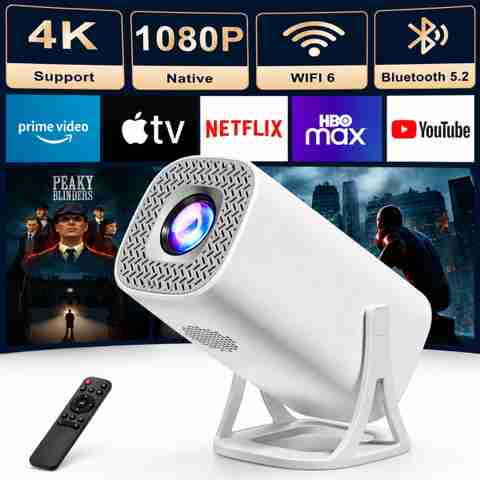 AG INDUSTRY Android 11.0 Smart S40 Projector, 1080P & 4K Support,2.4G & 5G WIFI, 2X Brighter (8500 lm / 1 Speaker / Wireless / Remote Controller) Portable Projector (White) - Image 4