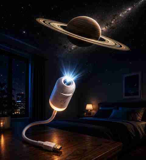 PICSTAR Portable Galaxy Star Projector USB LED Night Light for Bedroom Room Decor (100 lm) Portable Projector (Multicolor) - Image 3