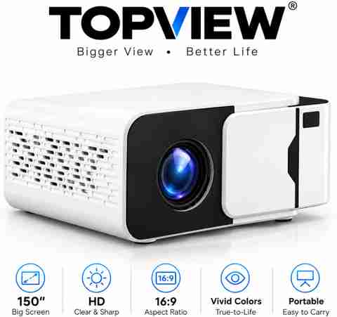TOPVIEW T5 Mini Portable Smart Projector | Android 13 | Native HD | Wireless Miracast (5500 lm / 1 Speaker / Wireless / Remote Controller) Portable Projector (White) - Image 3
