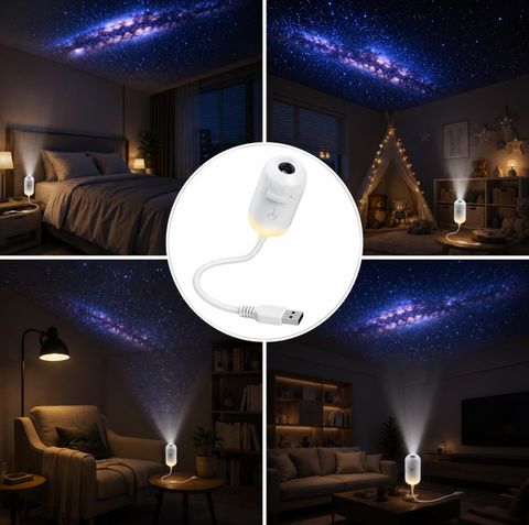 MCBAZEL Galaxy Projector Night Light, USB Portable Starry Sky Lamp for Bed & Kids Room (300 lm) Portable Projector (White) - Image 6